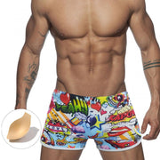 Funny Cartoon Printed Boxer Swimming Trunks Men - Deck Em Up