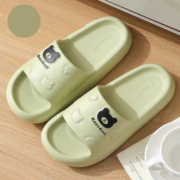 Cute Cartoon Bear Slippers for Women Summer Indoor Thick-Soled Non-Slip Floor Bathroom Home Slippers Men House Shoes - Deck Em Up