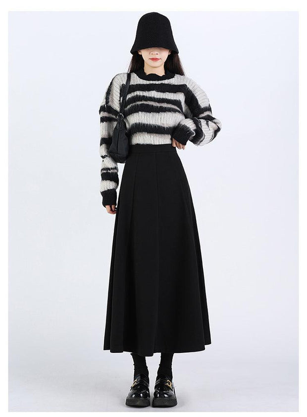 Woolen Skirt Slim Fit Mid-length - Deck Em Up