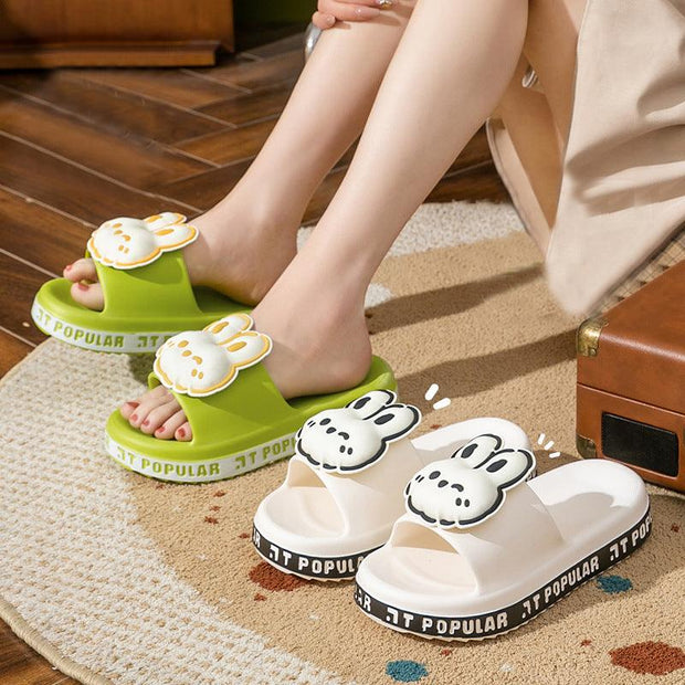 Cute Rabbit Slippers For Women Summer Fashion Letter Garden Shoes Indoor Anti-Slip Floor Bathroom Bathing Home Slipper - Deck Em Up