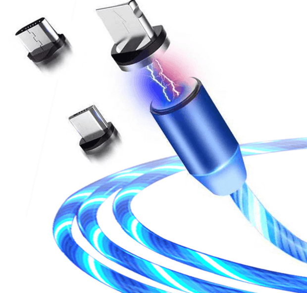 Compatible with Apple, Flowing Light Magnetic Streamer Data Line Cable for Iphone Android TypeC - Deck Em Up