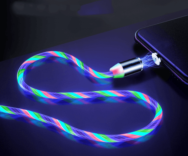 Compatible with Apple, Flowing Light Magnetic Streamer Data Line Cable for Iphone Android TypeC - Deck Em Up