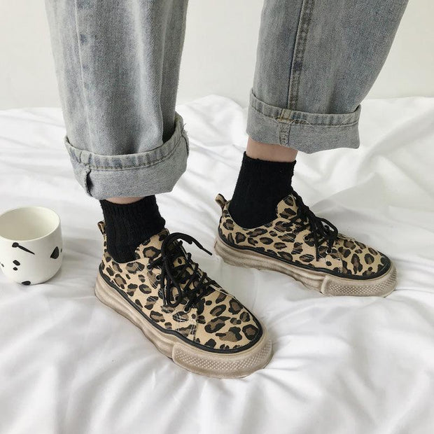 Casual Leopard Sneakers Womens Girls - Deck Em Up