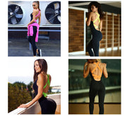 Workout Tracksuit For Women One Piece Sport Clothing Backless Sport Suit Running Tight Dance Sportswear Gym Yoga Women Set - Deck Em Up