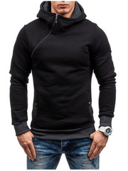 Brand Hoodie Oblique Zipper Solid Color Hoodies Men Fashion Tracksuit Male Sweatshirt Hoody Mens - Deck Em Up