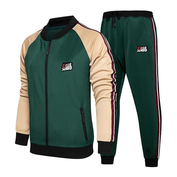 Two-Piece Set of Male Tracksuit Sports Wear Fashion Colorblock Jogging Suit Autumn Winter Male Gym Clothes - Deck Em Up