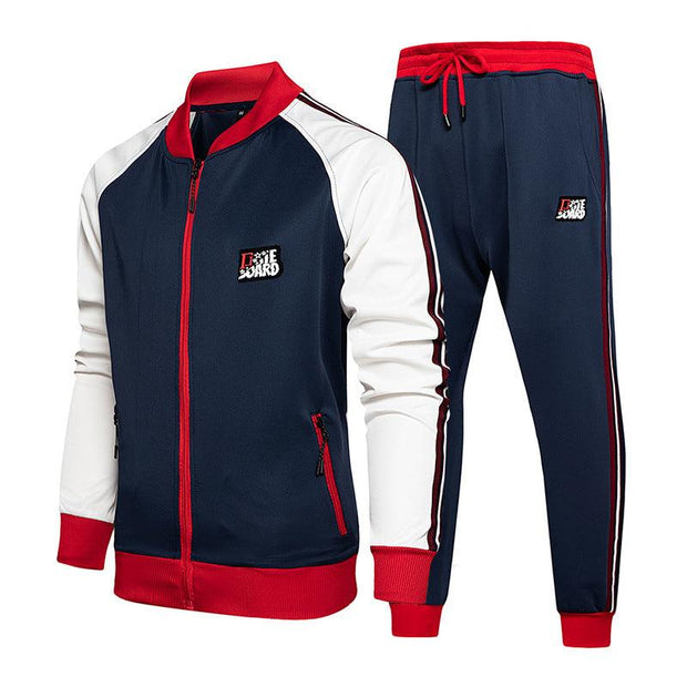 Two-Piece Set of Male Tracksuit Sports Wear Fashion Colorblock Jogging Suit Autumn Winter Male Gym Clothes - Deck Em Up