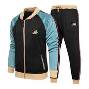 Two-Piece Set of Male Tracksuit Sports Wear Fashion Colorblock Jogging Suit Autumn Winter Male Gym Clothes - Deck Em Up