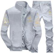 New Casual Brand Tracksuit Zipper 2 Piece Vest Sets Slim Fit Sportswear Fashion Men Autumn Spring Printed Jacket Pants - Deck Em Up