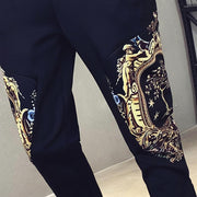 Autumn Men's Sports 2-Piece Gold Print Jacket Pant Tracksuit Suit New Men Sportswear Hombre Men's Casual Printing Suit - Deck Em Up