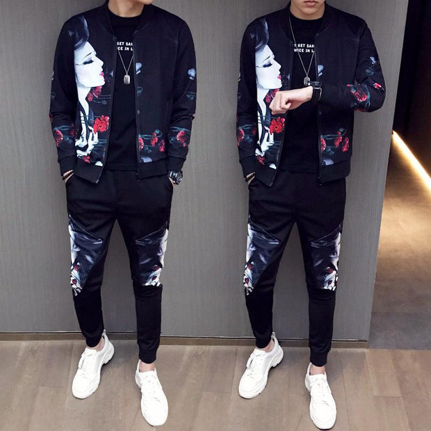 New Jacket Pants Men Tracksuit Moda Hombre Fashion Printing Men's Set Spring Men's Sports Suit 2 Piece Sets Plus Size 5XL - Deck Em Up