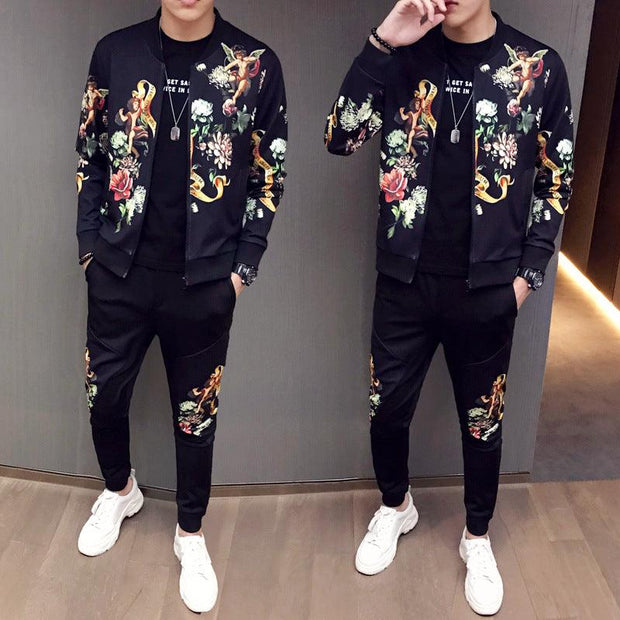 New Jacket Pants Men Tracksuit Moda Hombre Fashion Printing Men's Set Spring Men's Sports Suit 2 Piece Sets Plus Size 5XL - Deck Em Up