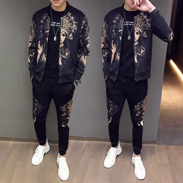 New Jacket Pants Men Tracksuit Moda Hombre Fashion Printing Men's Set Spring Men's Sports Suit 2 Piece Sets Plus Size 5XL - Deck Em Up