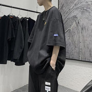 Japanese Casual Men's 5-sleeve T-shirt Men''s Loose Fashion Brand Round Neck Street Waffle Half Sleeve T-shirt Men''s Wear - Deck Em Up