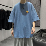 Japanese Casual Men's 5-sleeve T-shirt Men''s Loose Fashion Brand Round Neck Street Waffle Half Sleeve T-shirt Men''s Wear - Deck Em Up