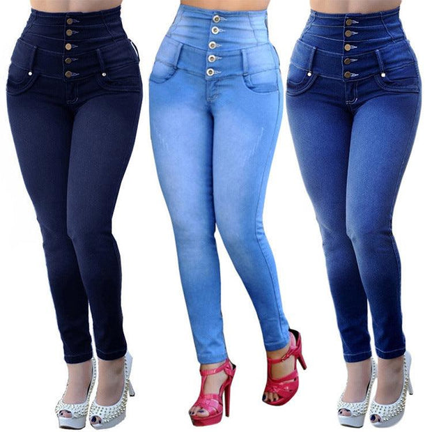 Women's Jeans High Waist Stretch Slim Fit Jeans Women Sexy Designer Fashion - Deck Em Up
