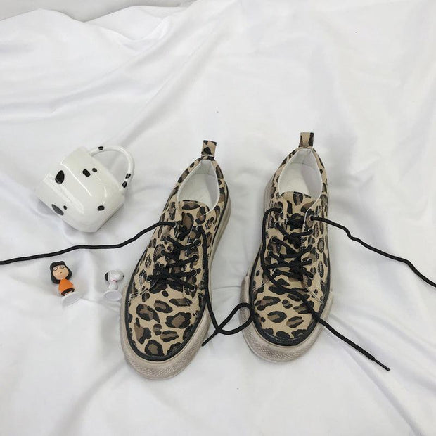 Casual Leopard Sneakers Womens Girls - Deck Em Up