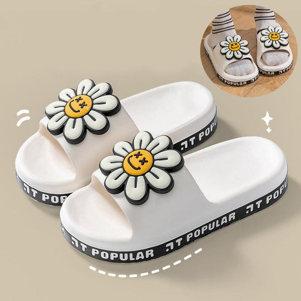 Summer Flower Slippers Women New Fashion Letter Garden Shoes Indoor Anti-Slip Floor Bathroom Bathing Home Slipper - Deck Em Up