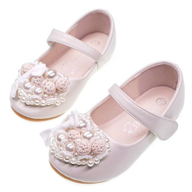 New Princess Casual Flat Rhinestone Dress Pearl Flower Girls Shoes - Deck Em Up