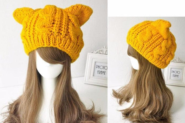 Women Cute Ear Beanie Hats mens - Deck Em Up