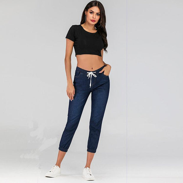 Lantern Jeans Women Sexy Style Three Quarter Lace Bow - Deck Em Up