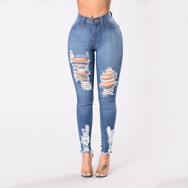 Stretch Ripped Jeans Hot Sexy Fashion Designer Women - Deck Em Up