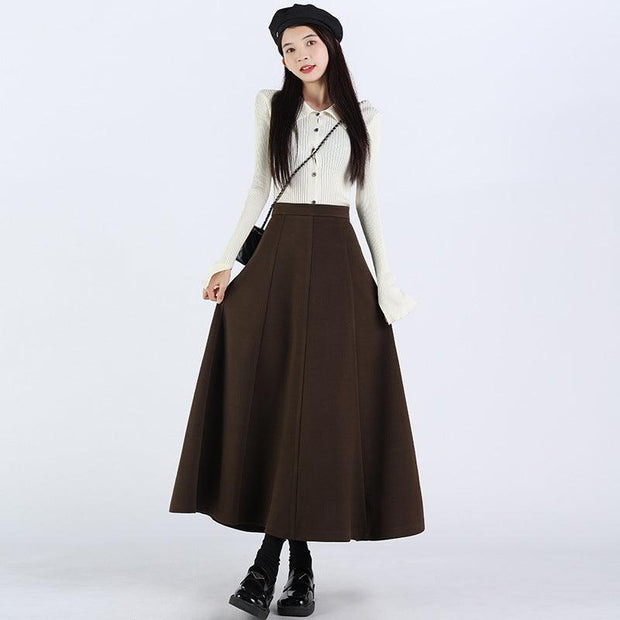 Woolen Skirt Slim Fit Mid-length - Deck Em Up