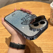 Glitter Astronaut Camera Stand Phone Case For IPhone 14 13 12 11 Pro Max XR 14 Plus Invisible Lens Bracket Plating Soft Cover - Deck Em Up