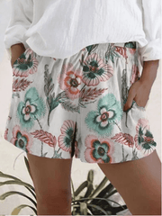 Printed Elastic High Waist Shorts Women - Deck Em Up