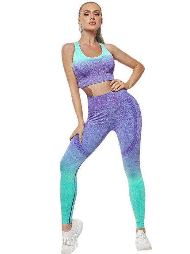 Tie Dye Gradient Color Yoga Clothing Set - Deck Em Up