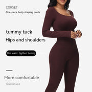 Plus Size High Waist Belly Shaping Jumpsuit - Deck Em Up