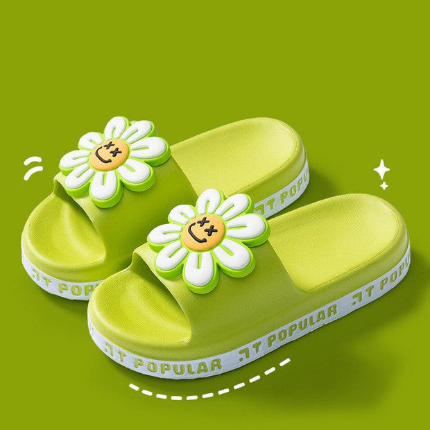 Summer Flower Slippers Women New Fashion Letter Garden Shoes Indoor Anti-Slip Floor Bathroom Bathing Home Slipper - Deck Em Up