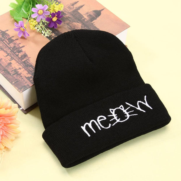 Autumn MEOW Men Women Casual Hip Hop Hats Knitted Wool Skullies Beanies Hat Warm Winter Hat For Women Beanie Winter Caps - Deck Em Up