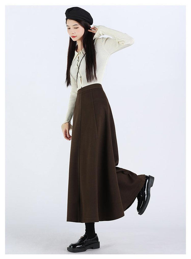 Woolen Skirt Slim Fit Mid-length - Deck Em Up