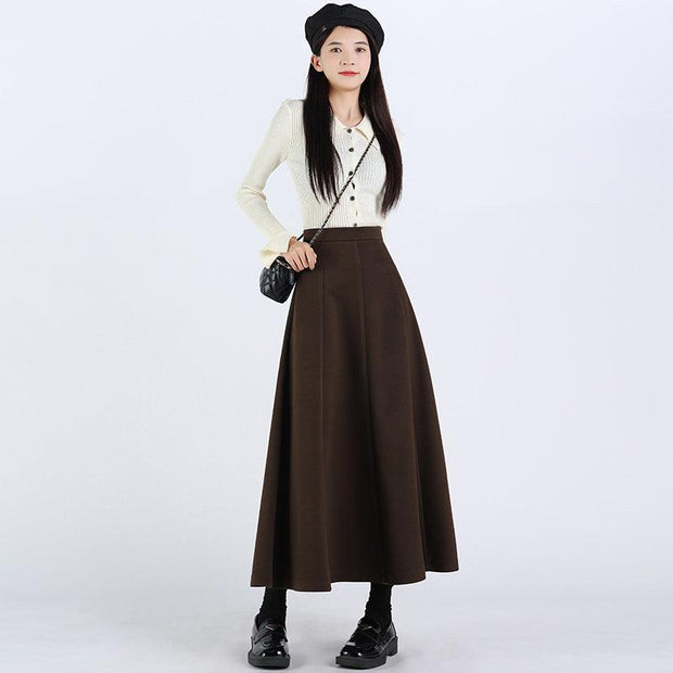 Woolen Skirt Slim Fit Mid-length - Deck Em Up