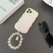 Laser Wave Silicone Phone Case Gradient Laser Stripes Bracelet Case For IPhone 14 13 12 11 Pro Max Plus Bead Chain - Deck Em Up