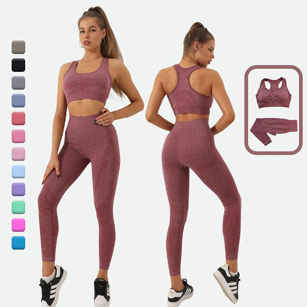 2 Piece Seamless Yoga Set Women Tracksuit High Waist Leggings Workout Sportswear Gym Clothing Fitness Crop Top Sports Suits Gym Set - Deck Em Up