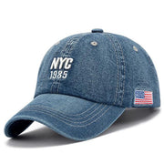 NYC 1985 USA Hat Men's Denim Baseball Peaked Cap - Deck Em Up