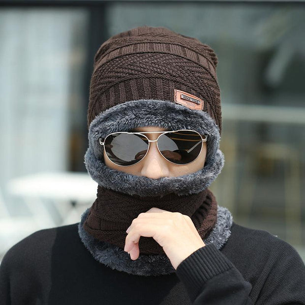 Winter Beanie Hat Scarf Set Warm Knit Hat Thick Fleece Lined Winter Hat Neck Warmer For Men Women - Deck Em Up