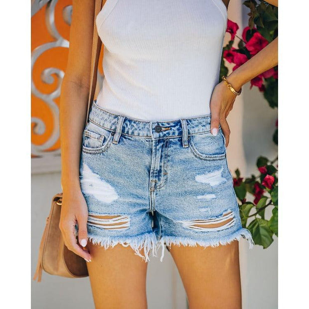 European And American Fashion Trend Ripped Denim Shorts Women - Deck Em Up