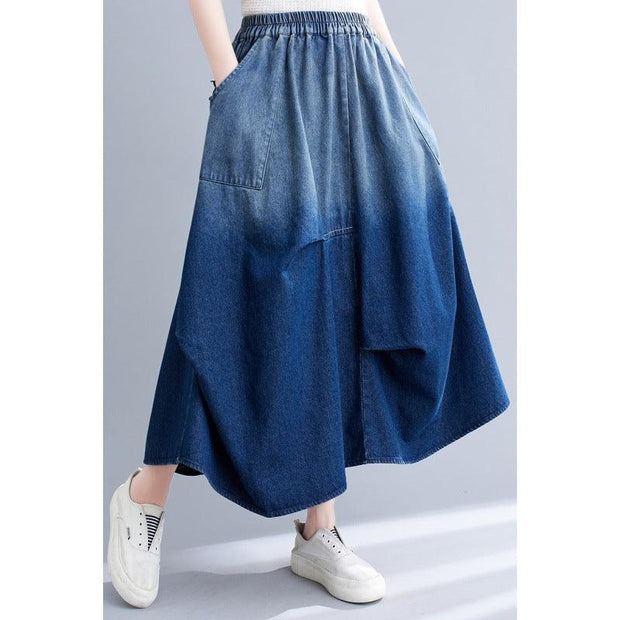 Gradient Color Denim Skirt For Women - Deck Em Up