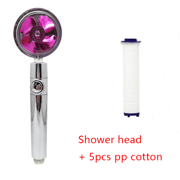 Shower Head Water Saving Flow 360 Degrees Rotating With Small Fan ABS Rain High Pressure Spray Nozzle Bathroom Accessories - Deck Em Up