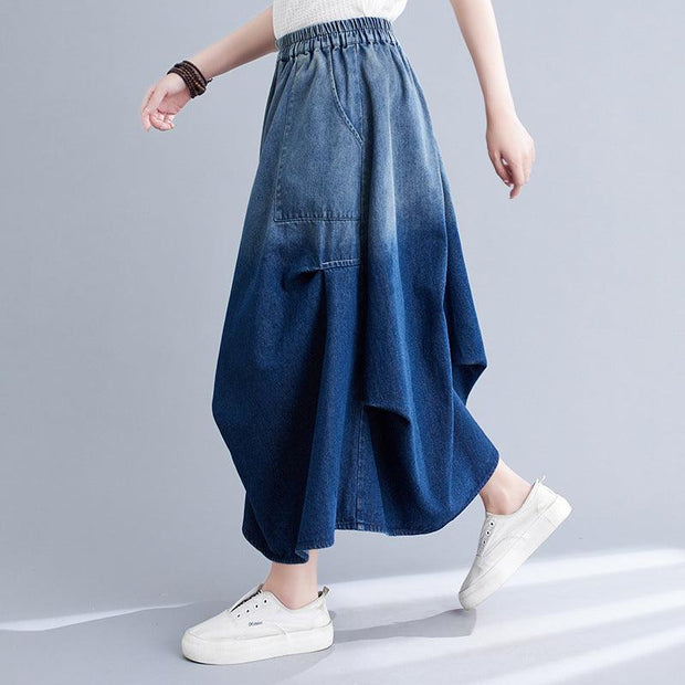 Gradient Color Denim Skirt For Women - Deck Em Up