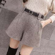 Women Wear High Waist Slim Plaid Shorts Look Thin - Deck Em Up