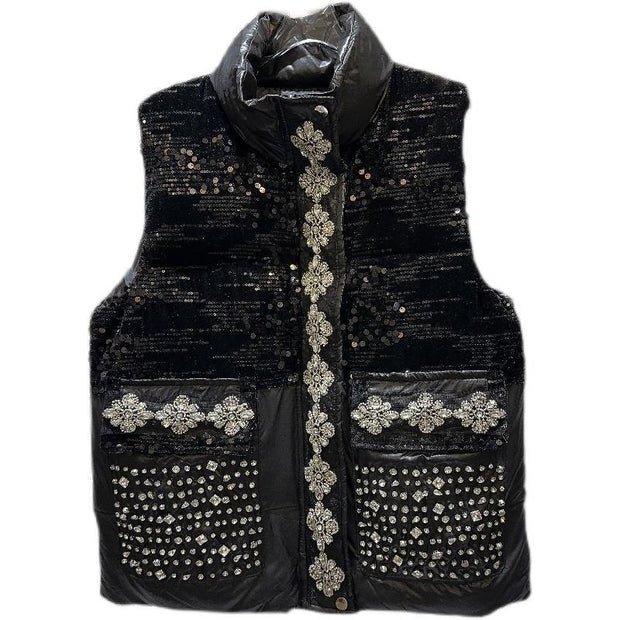 Ladies New Rhinestone Cotton-padded Jacket - Deck Em Up