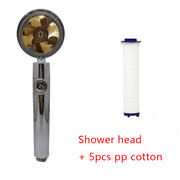 Shower Head Water Saving Flow 360 Degrees Rotating With Small Fan ABS Rain High Pressure Spray Nozzle Bathroom Accessories - Deck Em Up