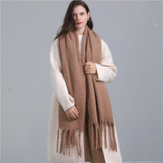 European And American Plus Long Scarf Winter Cashmere Warm All-matching Solid Color Scarf Men And Women Fashion Tassel Scarf New - Deck Em Up