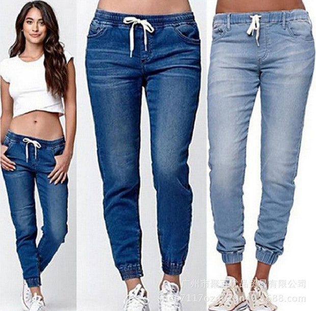 Lantern Jeans Women Sexy Style Three Quarter Lace Bow - Deck Em Up