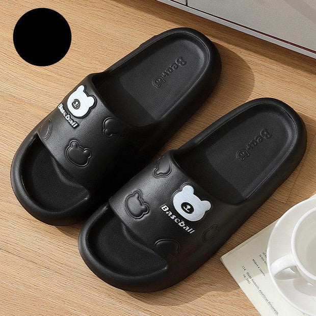 Cute Cartoon Bear Slippers for Women Summer Indoor Thick-Soled Non-Slip Floor Bathroom Home Slippers Men House Shoes - Deck Em Up