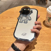 Glitter Astronaut Camera Stand Phone Case For IPhone 14 13 12 11 Pro Max XR 14 Plus Invisible Lens Bracket Plating Soft Cover - Deck Em Up